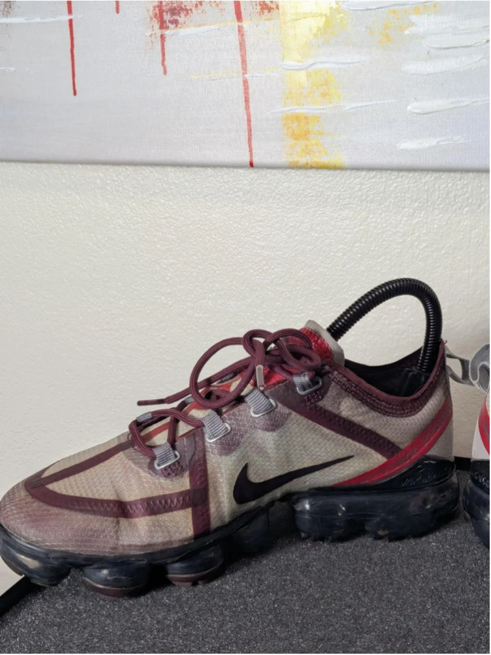 Nike Air VaporMax 2019 Shoes Womens Size 6 Beige Maroon Sneakers AR6632-604
